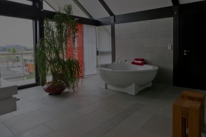 bathroom with stunning floor tiles